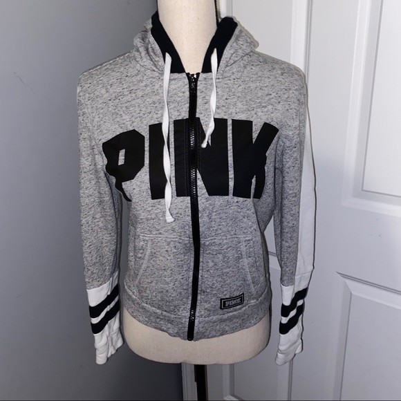 PINK Victoria's Secret Tops - PINK Victoria’s Secret Logo Ringer Sleeve Hoodie